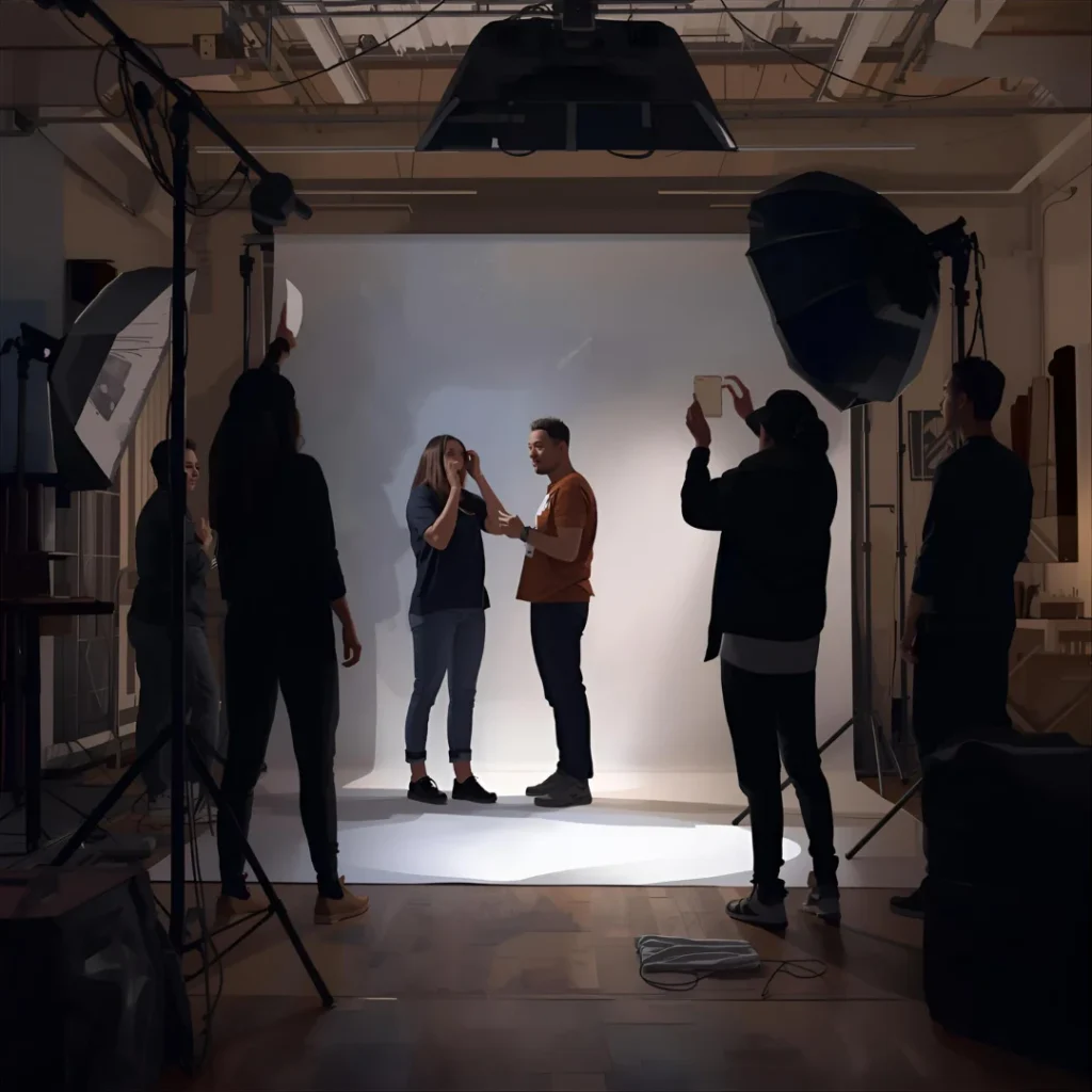 Auxiliar de producción trabajando en un plató