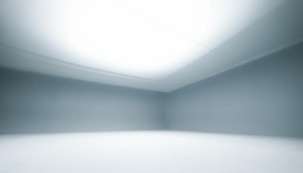 Estudio fotográfico con ciclorama blanco infinito y panel de iluminación LED de gran formato en el techo para luz difusa.