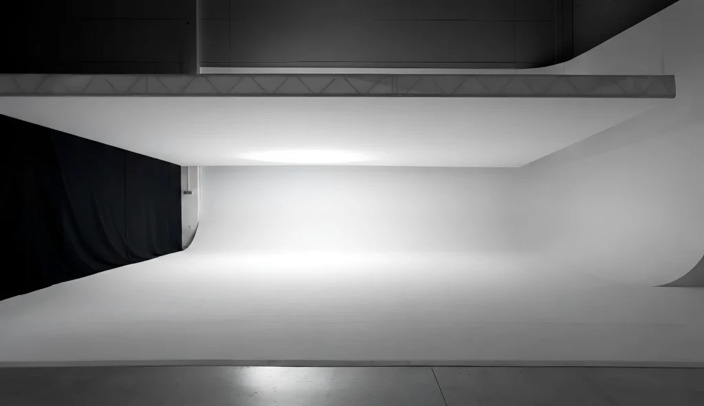 Estudio de fotografía profesional con truss motorizado y ciclorama para producciones